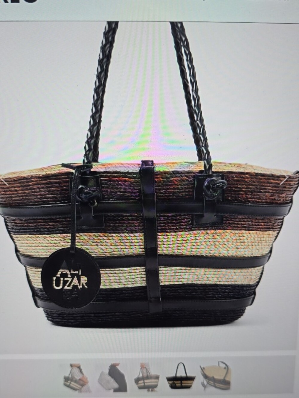 Altuzarra Watermill Striped Straw Tote in Brown, Cream & Black - Picture 4 of 12